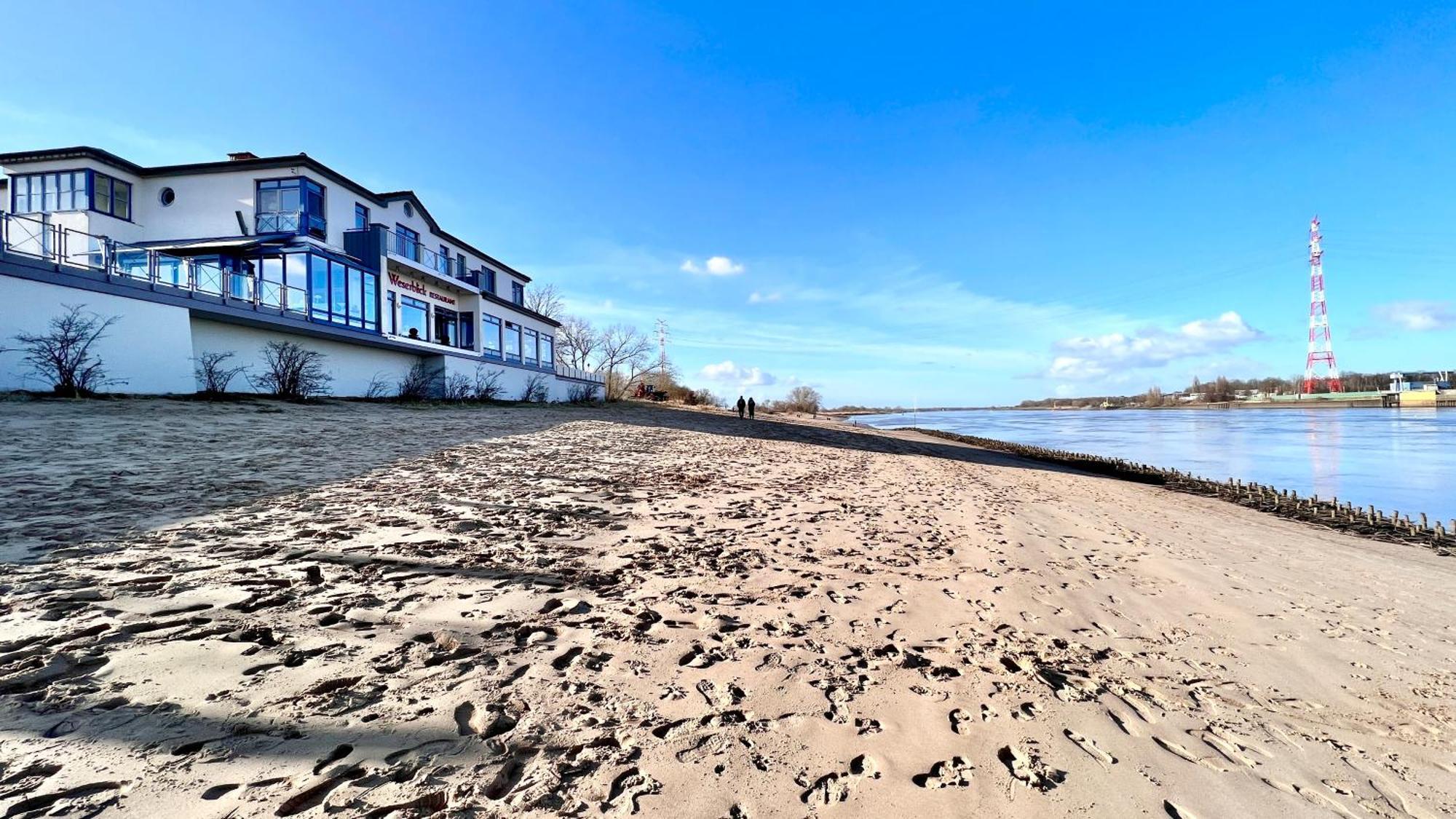 Gaestehaus Weserblick Am Weser-Sandstrand Berne Exteriör bild